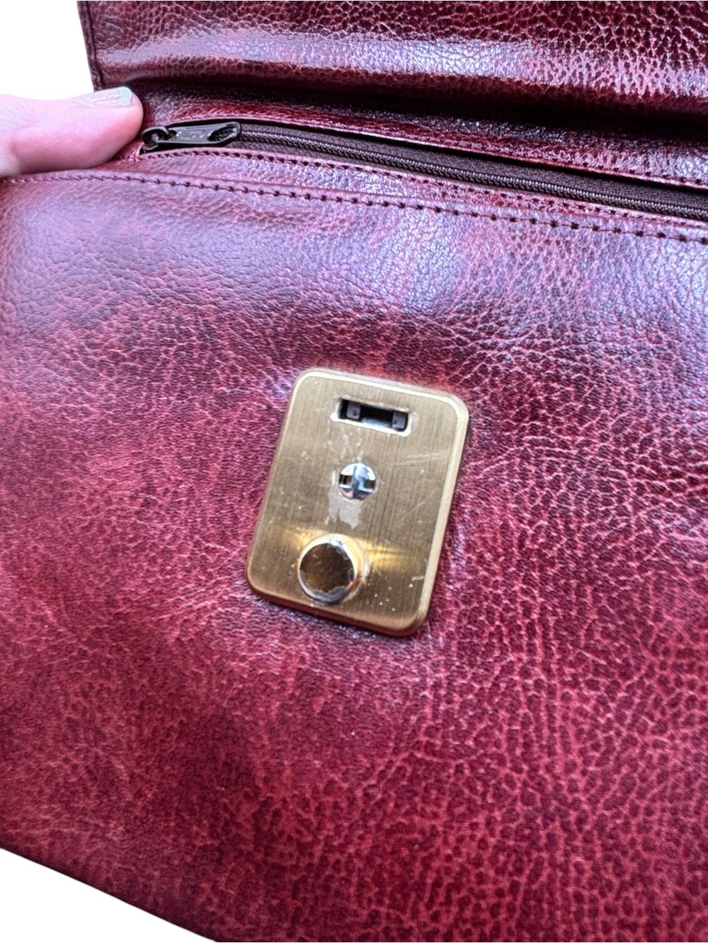 Vintage Marruecos Colombian Leather Long Clutch Wallet Organizer Cognac Burgandy - Picture 4 of 10